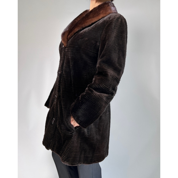 Michael Kors Womans Coat Mink Fut Genuine Brown Coat Size M - Picture 12 of 16